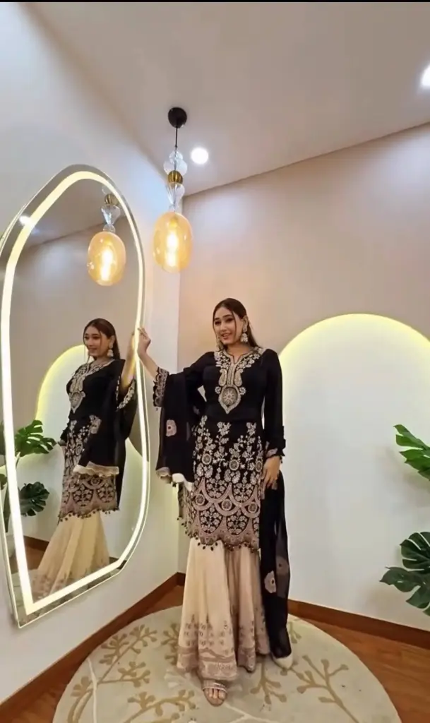 DESIGNER WEAR KURTA SARARA PAIR WITH DUPATTA Salwar Kamees Elegant 3-Piece Ethnic Outfit with Dupatta | Women’s Festive & Wedding Wear (M-38)