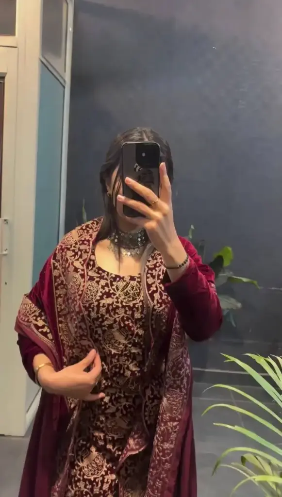 Designer Viscos velvet Elegant 3-Piece Ethnic Outfit with Dupatta | Women’s Festive & Wedding Wear (M-38)